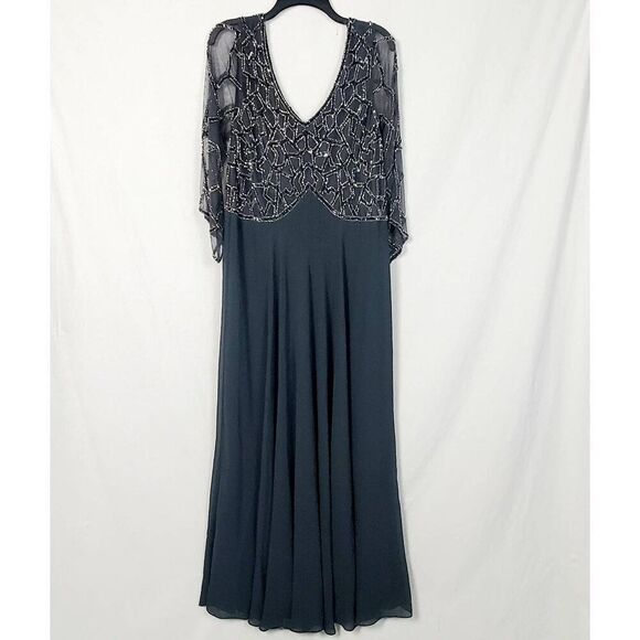 Vintage J KARA 18 Plus Gray Steel Long Dress - Picture 1 of 8